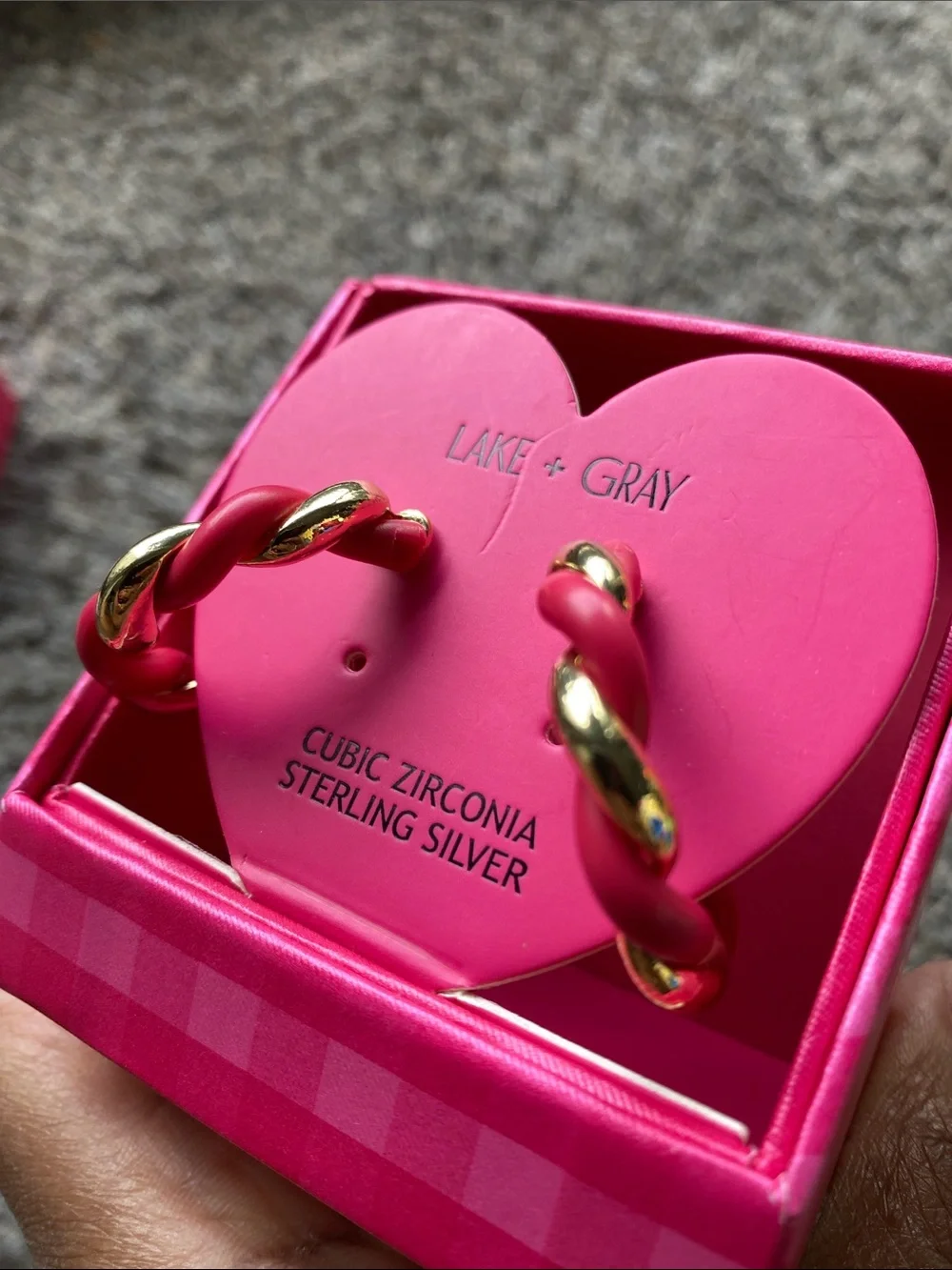 Pink and Gold Twisted Hoop Earrings